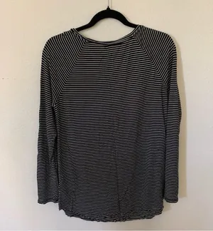 American Eagle Soft and Sexy Black White Striped Long Sleeve Tee Size Medium thumbnail 7