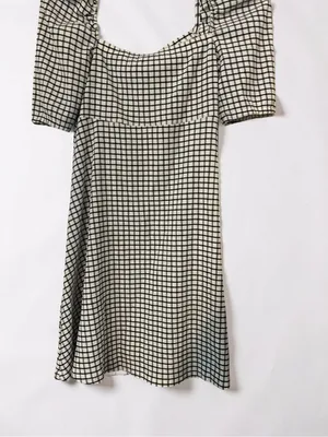 Zara Black and White Checkered Mini Dress - Size Medium thumbnail 11