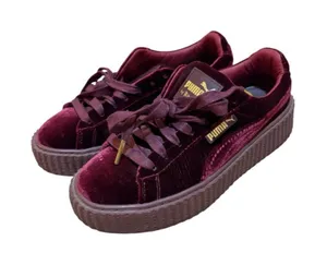 Puma x Fenty Size 6 Rihanna Burgundy Red Velvet Creeper Platform Sneakers thumbnail 1
