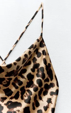 ZARA mini dress cheetah animal print open back evening wedding cocktail party thumbnail 11