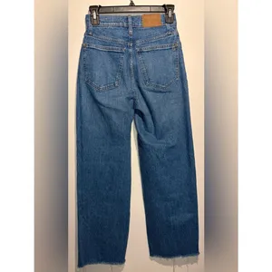 Madewell The Perfect Vintage Wide-Leg Crop Jean Medium Wash Raw Hem SZ 23 TALL thumbnail 3