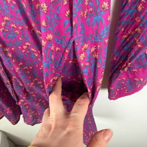 Roller Rabbit Augusta Darya Floral Button Up Shirt Dress‎ Large Lightweight Boho thumbnail 3