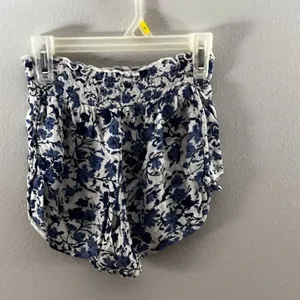 American Eagle Women Elastic Waist White/Blue Floral Loose Shorts size‎ XXS thumbnail 6