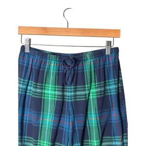 Wondershop Womens Pajama Set XS Green Blue Plaid Flannel Cotton Holiday Classic thumbnail 6