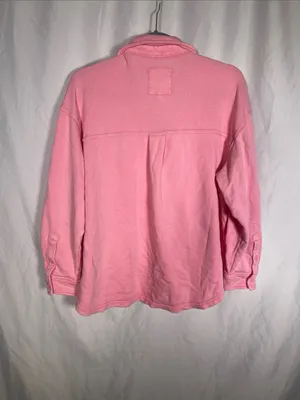 Aerie Womens Pink Lumberjane Button Down Shirt Top Oversized Xxs/Xs thumbnail 6