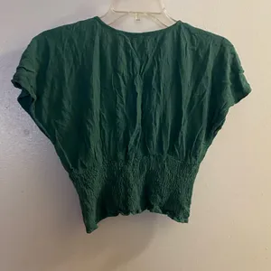 Abercrombie & Fitch Womens Dark Green Boho Crop Top XS 32” Button Front V Neck thumbnail 5
