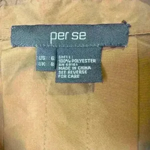 Per Se Brown Gold Cropped Y2K Trench Jacket Sheen‎ Snap Button Size 6 thumbnail 3