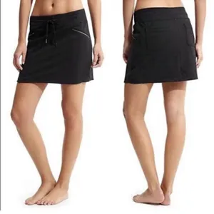 Athleta Black Metro Pull-On Active Skort Skirt Zipper Pockets thumbnail 2