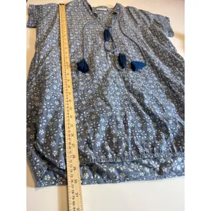 Roller Rabbit Wythe Cover-Up Tunic Dress Blue Floral Tassel XXS Cotton thumbnail 5