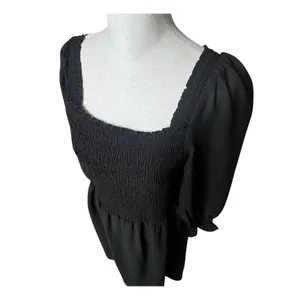Nanette Lepore Black Smocked Peasant Midi Dress 12 thumbnail 5