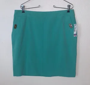 NWT Vintage Worthington A-Line Skirt Teal Green 12P Turn Lock Pockets thumbnail 1