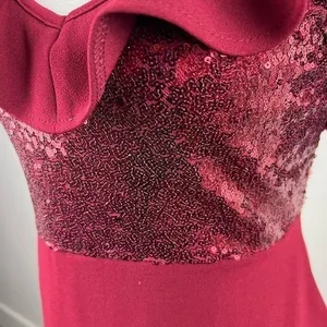 NaaNaa Burgundy Sequin Ruffle Off Shoulder Bodycon Mini Dress Size 10 thumbnail 11