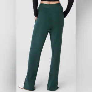 NWT Alo Yoga Knit High Waist Salana Wide Leg Pant Midnight Green Size S thumbnail 5
