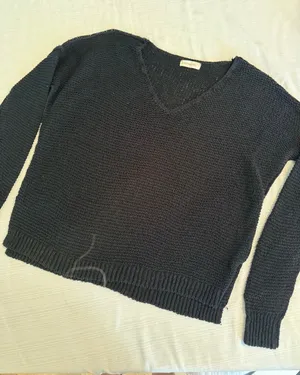By Together Black V-Neck Cotton Blend Knit Sweater L4035 Womens‎ Medium thumbnail 1