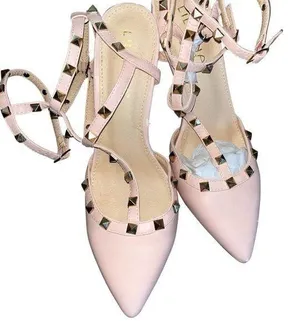 Liliana Chunky Heel Comfort Studded Flats Rivet Strappy D'orsay Pointed Toe Women Shoes thumbnail 1