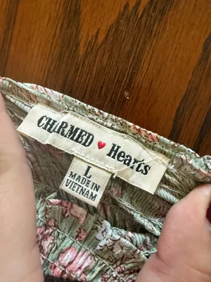 Charmed Hearts Green Floral Smocked Puff-Sleeve Mini Dress Size Large thumbnail 2