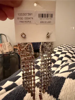 Free People Garnet Crystal Cascading Chandelier Earrings thumbnail 2