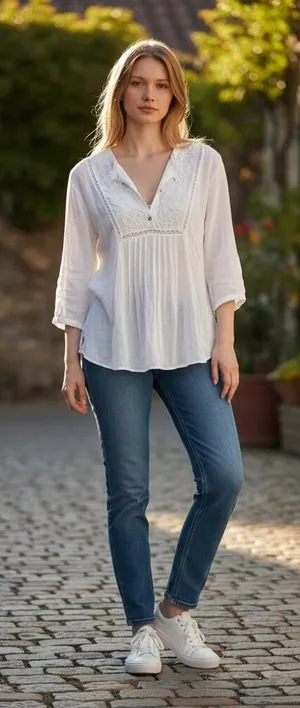 Abercrombie & Fitch Cream Ivory Floral Embroidered Boho Peasant Blouse Top Sz M thumbnail 1