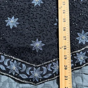 Cote d’ Azur medium vintage silk beaded sequin floral formal top evening wear thumbnail 3