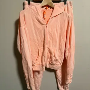 SKIMS Lounge SET French Terry Jogger Cuffed Zip Up Hoodie Orange- Size Large thumbnail 7