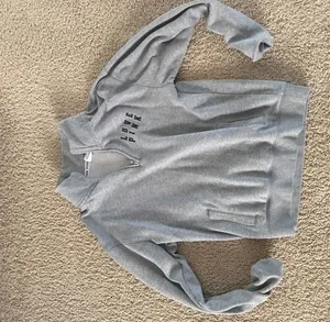 PINK - Victoria's Secret Zip up gray sweater with text thumbnail 1