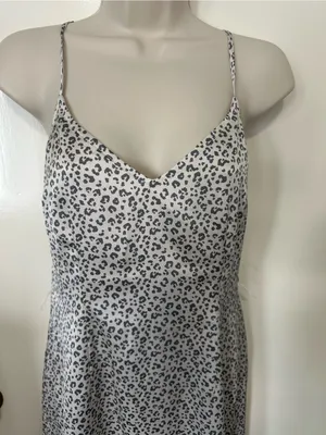 Abercrombie & Fitch White Leopard Print Slip Midi Dress thumbnail 3