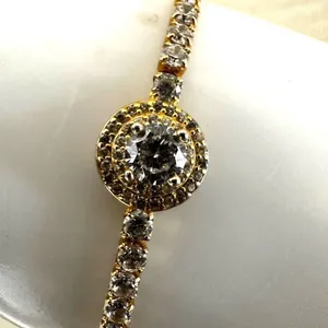Gold tone rhinestone adjustable bracelet thumbnail 2