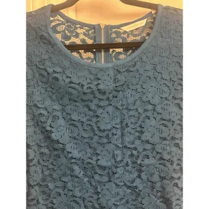 New York & Company Women’s Dark Green Floral Lace Top Short Sleeve Size M thumbnail 2