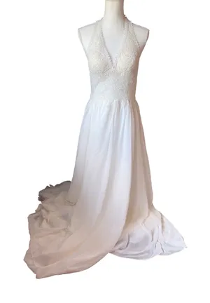 JJs House White Lace Halter Wedding Dress thumbnail 1