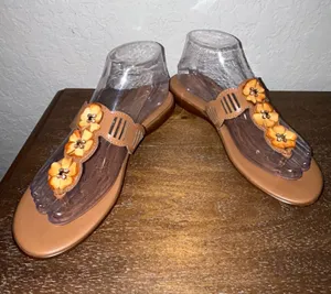 Italian Shoemakers Slip On Thong Triple Flower Sandal Shoes thumbnail 1