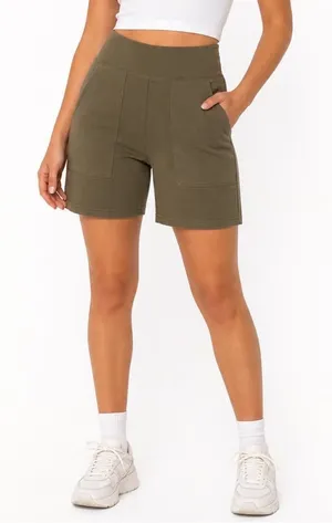 Aerie Bike Shorts Womens XS OG Original Olive Green High Rise Pockets Excellent thumbnail 1