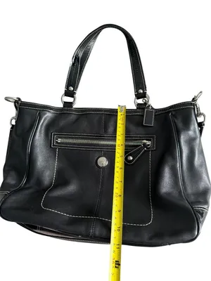 COACH Laura Black Silver Leather Tote Bag w/ Strap thumbnail 4