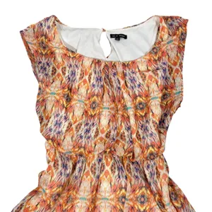 As You Wish Shift Dress Womens L Orange Abstract Print Chiffon Lined Cap Sleeve thumbnail 12