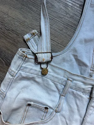 Vintage 90s LEI Light Blue Denim Short Overalls M thumbnail 2