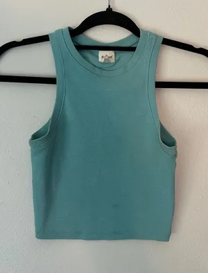 Tilly's Teal Ribbed Cropped Tank thumbnail 1