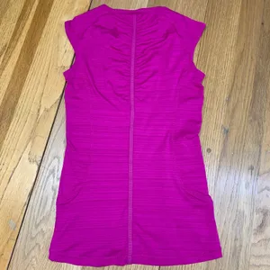 Athleta Womens XXS Pink Half Zip Athletic Tank Top Ruched Back 305922 Magenta‎ thumbnail 4
