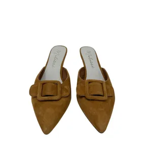 Matisse Layover Suede Buckle Kitten Heel Mule Pumps Cognac Brown Size 7.5 thumbnail 4