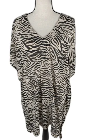 Women’s H&M Zebra Print Tunic Top Beige Black Size Medium thumbnail 1