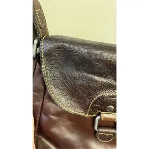 Jack Georges Voyager Crossbody Saddle Bag Purse Brown Genuine Embossed Leather thumbnail 6