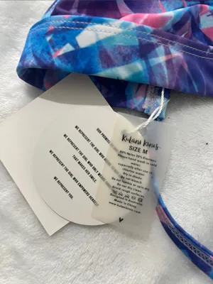 New Kulani Kinis Women’s Sapphire Twilight Palms Triangle Bikini Top Medium NWT thumbnail 6