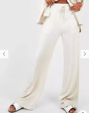 Nwt Boohoo Linen Mix Relaxed Fit Wide Leg Trousers Us10 thumbnail 1