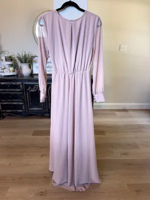 BalticBorn Lydiah Long Sleeve Chiffon Maxi Blush Pink thumbnail 6