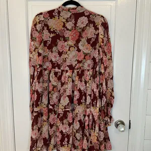 Yumi Kim Burgundy‎ Floral Long Sleeve Dress size S NWOT thumbnail 4