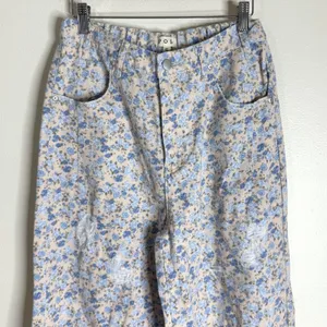 POL everyday edge pants Blue Floral Corduroy Wide Leg Distressed Elastic Waist S thumbnail 2