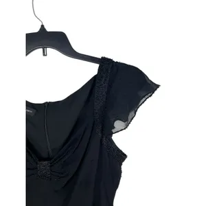 VTG 90s Y2K Jones New York Black Babydoll Beaded Silk Sheer Lined Dress 14 thumbnail 5