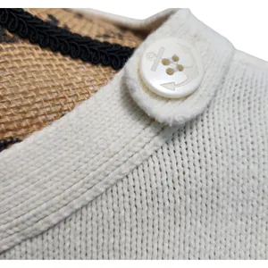 Liz Claiborne Cream Knit Sweater Top Long Sleeve‎ Anchor Button Nautical thumbnail 2