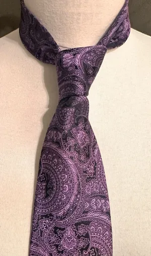 Burma Bibas Silk Mens Tie Purple Paisley Necktie Designer Classic Office thumbnail 1