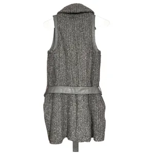 White House | Black Market Women Grey Sleeveless‎ Sweater Tunic Vest SP Textured Layer Minimalist Fall thumbnail 2