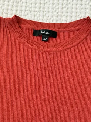 Lulus Rust Red Ribbed Cropped Top thumbnail 4