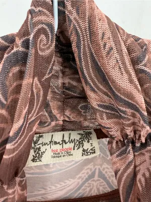 Free People Under It All Sheer Long Sleeve Mock neck Ruched Printed Bodysuit thumbnail 8